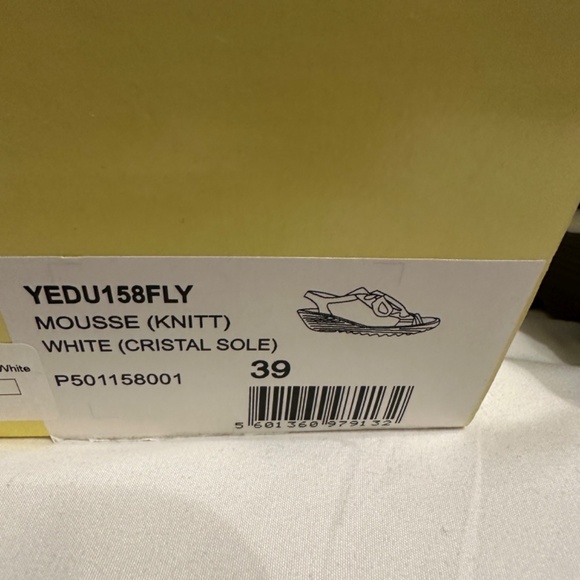 Fly London YEDU 158 Mousse ( Knitt)sneaker lace, blue and white wedge sandal NEW - Picture 2 of 5